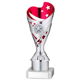 SILVER/PINK PLASTIC 'SABRE' CUP ASSEMBLED ON MARBLE (1in CEN) - 8in